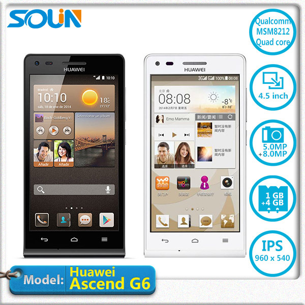 Original Huawei Ascend G6 4 5 inch 3G WCDMA Android 4 3 Smart Phone Qualcomm MSM8212