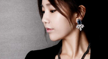 New 2014 Fashion Jewelry Korea Pop Nice Blue Crystal Vintage Stud Earrings For Women Gift High