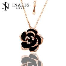 N008 Wholesale Nickle Crystal Necklaces l8K gold Love Flower Necklace for Women