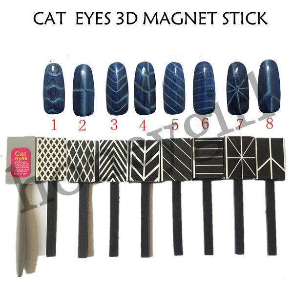 Wholesale Cat Eyes 3D Magnet Stick choose 8 styles Magnet Drawing Vertical Stick for cat eyes