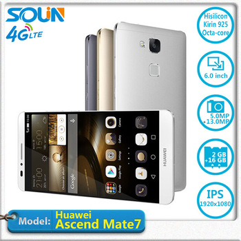 Оригинал Huawei Ascend помощник 7 FDD 4 г LTE Octa ядро металл фюзеляжа 6 '' 1920 x 1080 P 3 г оперативной памяти отпечатков пальцев определить NFC мобильный телефон
