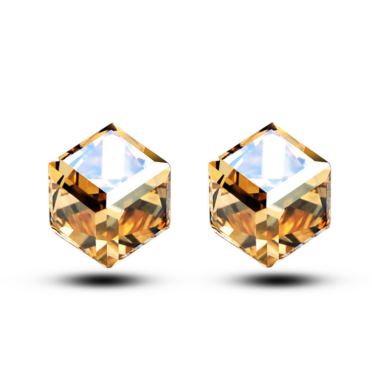 18K Platinum Plated Austrian Crystal Love the Water Cube Stud Earrings Wholesales Fashion Jewelry for women