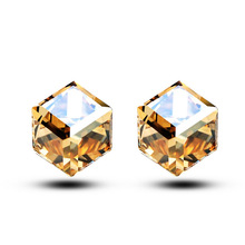 18K Platinum Plated Austrian Crystal Love the Water Cube Stud Earrings Wholesales Fashion Jewelry for women Y4655