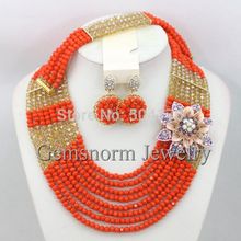African Wedding Jewelry Sets Crystal Beads Women Costume Jewelry Set 18K Gold Plated Hot Free Shipping