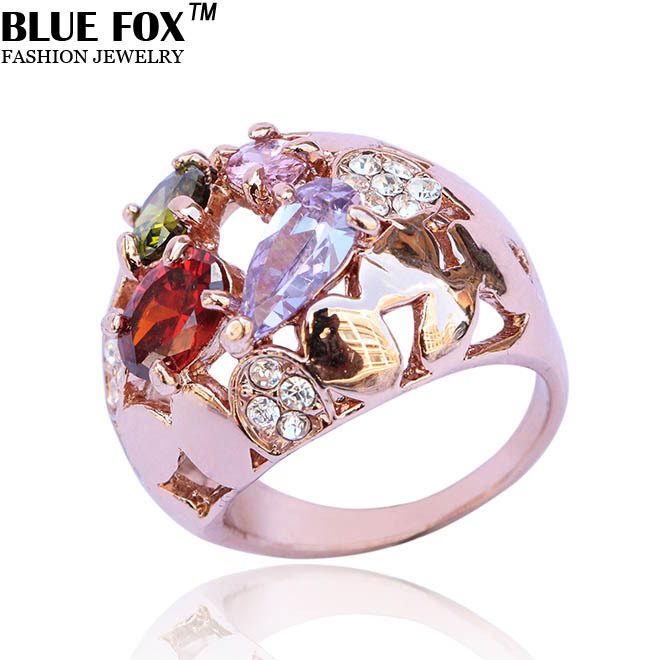 Jewelry-Zircon-Alloy-Vintage-Gold-plated-Colorful-Engagement-Big-Rings ...