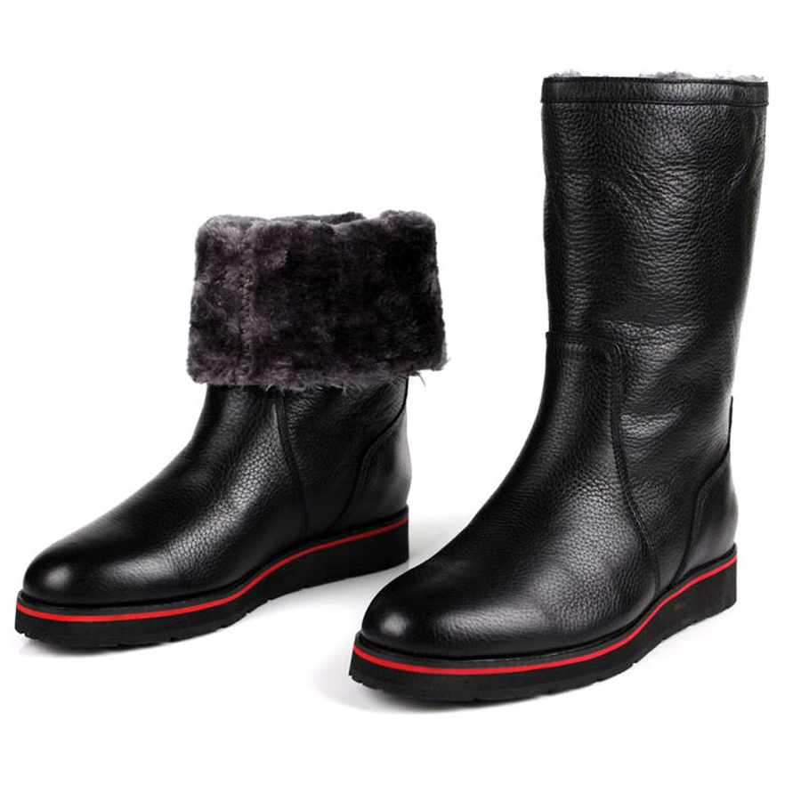2014 Autumn/winter Men's High Boots Fur Boots Lace-up Point Toe