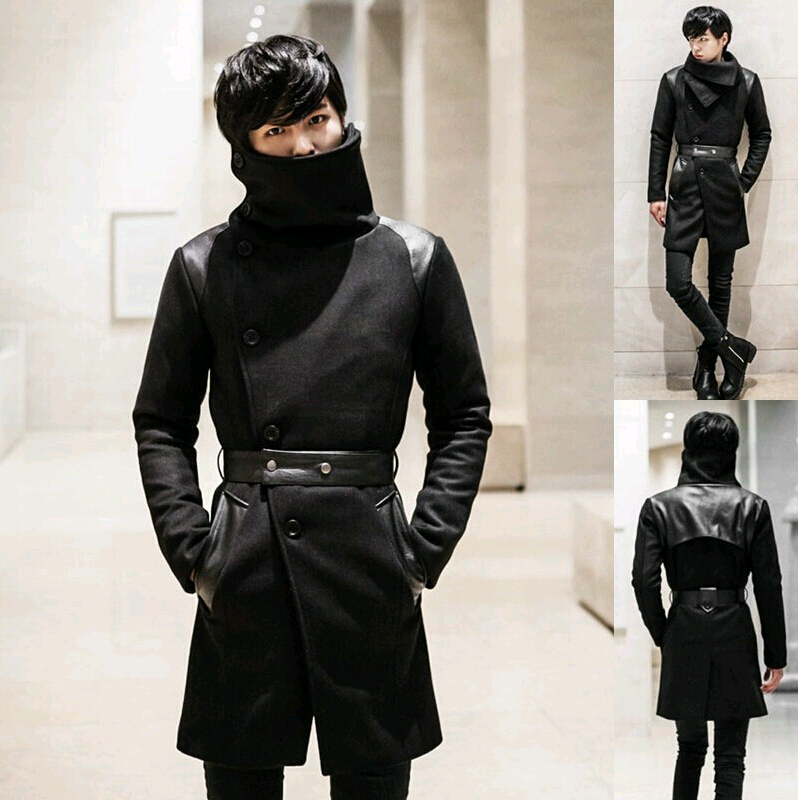 2015 Fashion Cheap Mens Pea Coat With Hood Double Breasted Long