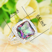 CRAZY Brand New Hot Sale Romantic Genuine Rainbow Fire Mystic Topaz 925 Silver Ring For Women