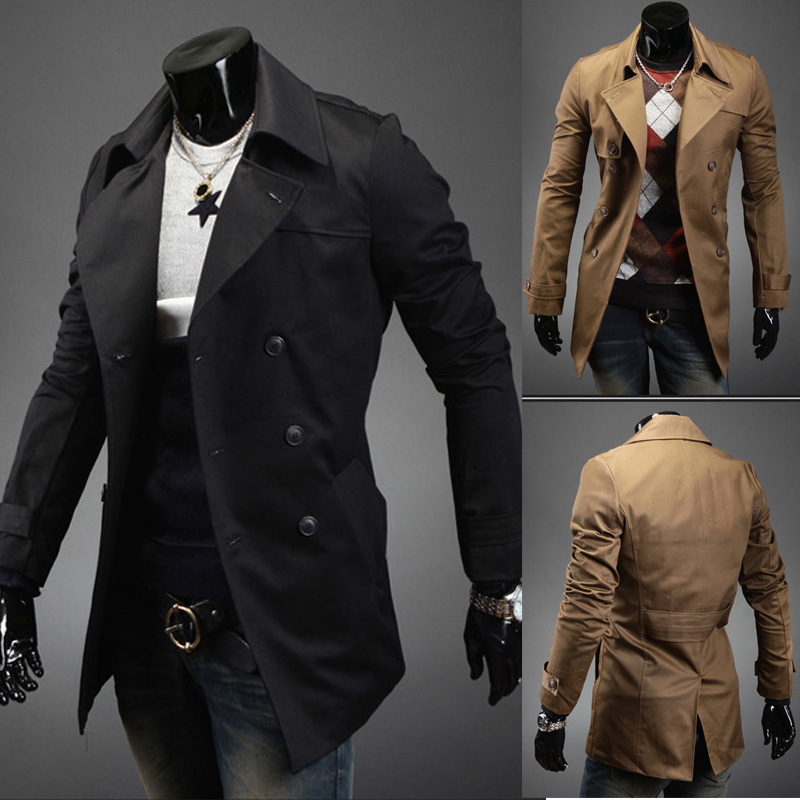 Mens Slim Fit Trench Coat Long Tradingbasis Winter Mens Woolen Warm Outwear Double Ted Slim Long Trench Coat