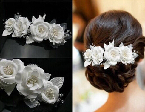 2015 New Arrival Handmade Lace Flowers Married the Bride Headdress Pearl Wedding Accessories Hair Jewelry Wholesale