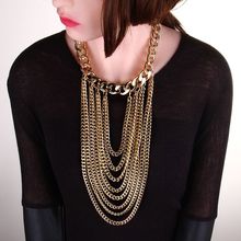 Fashion Gold Metal Tassel Chokers Necklaces Women Long Tassel Chain Pendants Necklace Vintage Collar Personality Women Jewlery