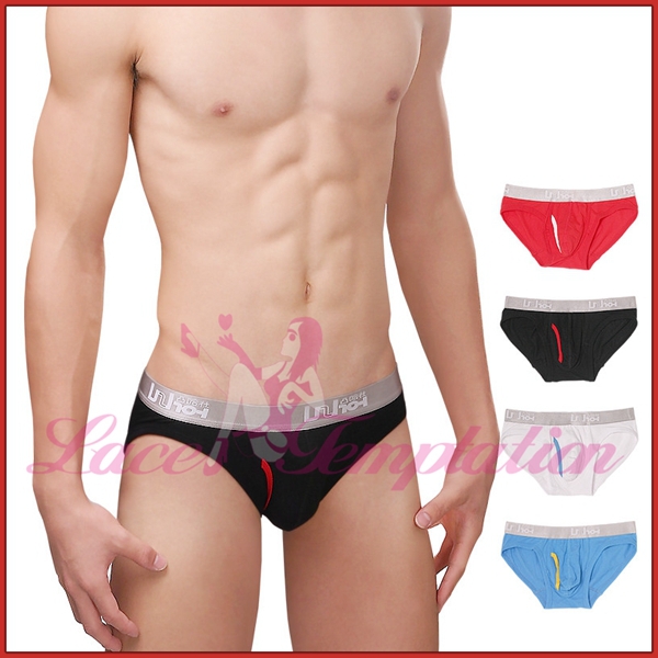  Double layer U convex bag silver belt breathable 95 cotton male panties gay men underwear