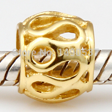 OPENWORK 18K Gold Color 925 Sterling Silver Charm Bead Gift Fits Pandora DIY European Bracelets Necklaces