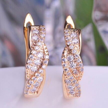 Precioso Boutique Marriage Anniversary Earrings Shiny Brand CZ Diamond Gold Brincos Bijuterias Fashion Women Brinco Ouro