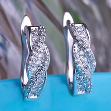 Precioso Boutique Marriage Anniversary Earrings Shiny Brand CZ Diamond Gold Brincos Bijuterias Fashion Women Brinco Ouro