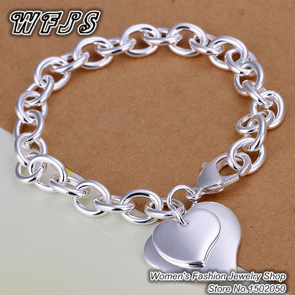 H279 Free Shipping Latest Women Classy Design 925 silver bracelet Factory Direct Sale Double love bracelets