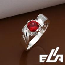 925 Silver Ring With Austrian Crystals Red Cubic Zircon Stone Health Jewelry woman Rings