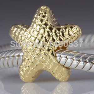 Starfish 18K Gold Color 100 925 Sterling Silver Charm Bead Gift Fits Pandora DIY European Bracelets