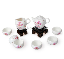 Porcelain tea set double wall cup heat insulated chinese ceramic teapot sets with filter luxury teaset