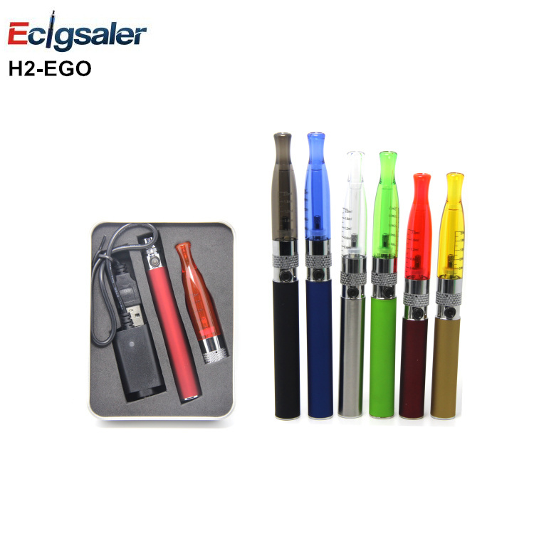 50pcs lot High quality H2 eGo e Cigarette Kit 2 0ml H2 atomizer with 650 900