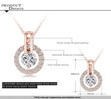 Women Jewelry Classic Necklace Real 18K Rose Gold Plated Genuine Austrian Crystal Round Pendant Necklace NL0455