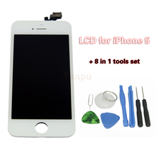 Free Shipping 5G Mobile Phone Parts For iphone 5G LCD white With Touch Screen Assembly