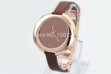 1pcs lot Rose gold Stainless steel leather famous Women Wistwatch round dial Fashion Luxury Lady Watch