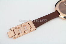 1pcs lot Rose gold Stainless steel leather famous Women Wistwatch round dial Fashion Luxury Lady Watch