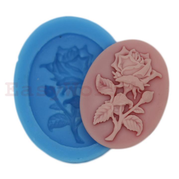 Rose Flower Cabochon Silicone Mold For Resin Jewelry Crafts 38x28mm Cameo