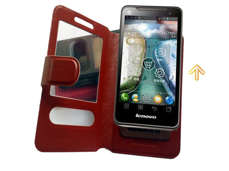 Freeshipping Flip Lenovo Phone A8 A806 A808T5Inch IPS Screen Case Cover Colored Leather Case Android 4