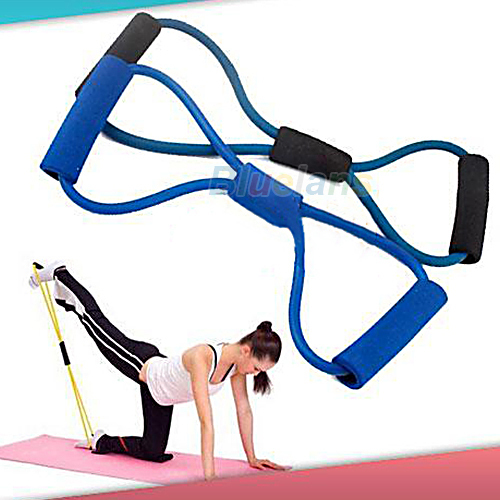 Resistance Training Bands Rope Tube Workout Exercise for Yoga 8 Type Fashion Body Fitness 06BC