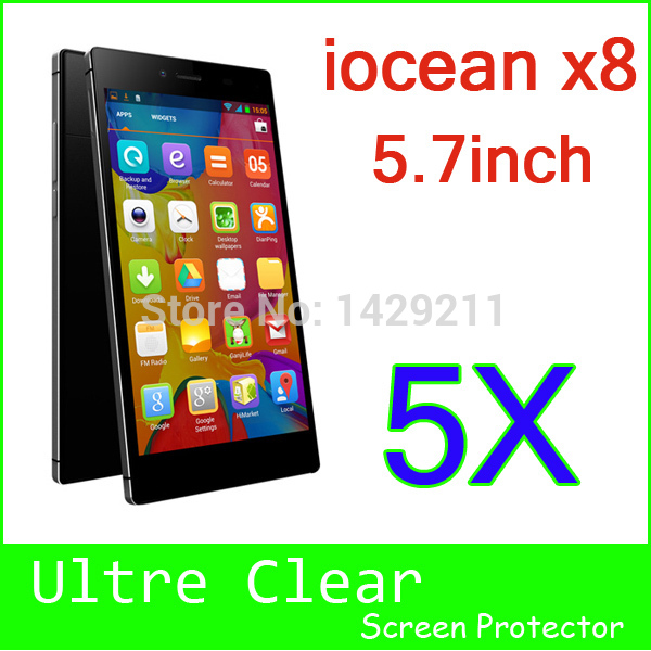 5pcs lot iocean X8 CLEAR LCD Screen Protector New iocean X8 Smart Phone MTK6592 Octa Core