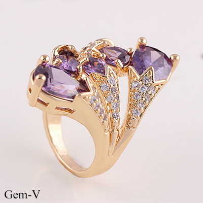Top Quality 18K Real Gold Plated Finger Rings Elegant Brand Jewelry CZ Diamond Austrian For Women