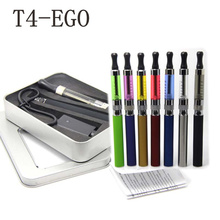Best e cigarette electronic cigarette vaporizer T4 Atomizer EGO T battery Health smoking hookah pen Aluminum case kits