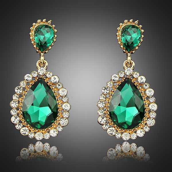 Popular jewelry accessories green Earrings crystal gems sexy fashion star gold drop earring for women