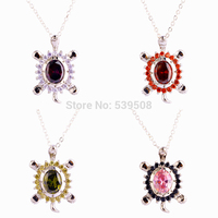 Wholesale Lovely Jewelry Pinkl Sapphire & Amethyst & Garnet & Peridot & Multi-Stone 925 Silver Free Chain Necklace Pendant