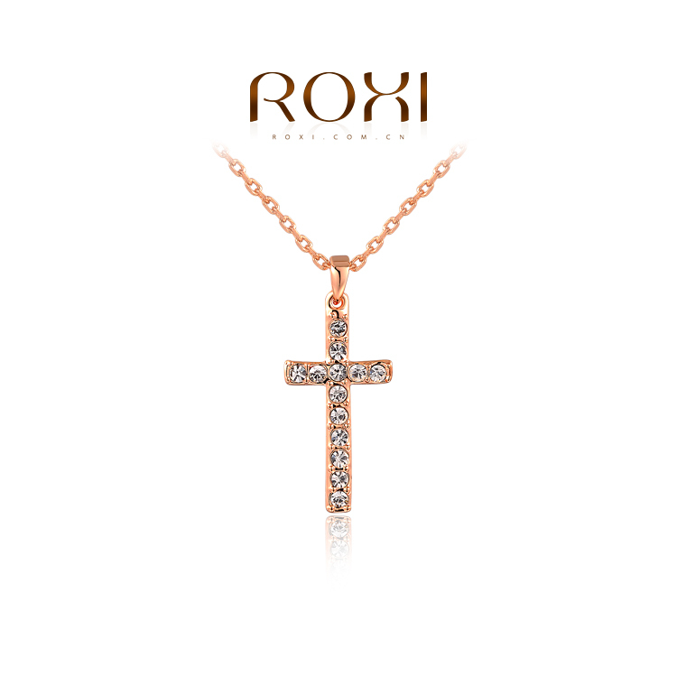 1PCS Free shipping Classic design White Rose gold plating zircon cross necklace for women fashion jewelry
