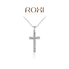 1PCS Free shipping Classic design White Rose gold plating zircon cross necklace for women fashion jewelry