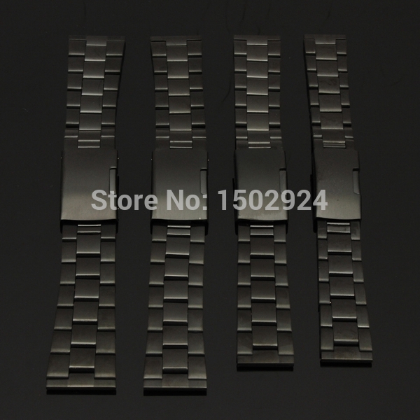 Black Stainless Steel Watch Band Strap Straight End Bracelet 18mm 20mm 22mm 24mm Buckle Free Shipping