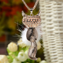 new 2014 sweater chain fashion beautiful full drill fox pendant necklace Free shipping L10196