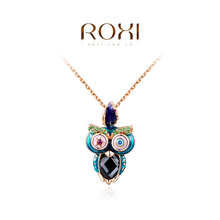 1PCS Free Shipping! Fashion multicolor Owl Necklace with Austrian Crystal Gold Plated Women Jewelry Wholesale