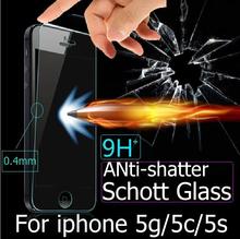 MOQ 2PCS ultra-thin Premium Tempered Glass Anti-shatter Screen Protector Films For iPhone 5 5S 5C With 1pcs Package on sale