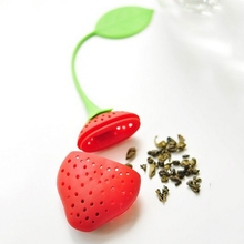 Reuseable Silicone Red Strawberry Shape Tea Bag Punch Filter Infuser Strainer Free Shipping
