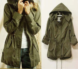 ONLINE SHOP WOMENS HOODIE DRAWSTRING ARMY GREEN MILITARY PARKA ...