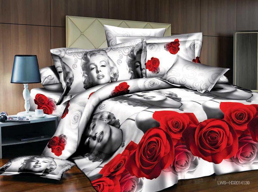 Marilyn-Monroe-Bedding-sets-3D-Bedclothes-Black-Duvet-cover-sets-queen ...