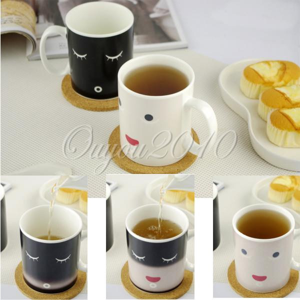 Smilling Face Moring Mug Magic Heat Sensitive Color Change Coffee Milk Tea Cup Mug Free Shipping