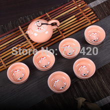 BEST 7pcs set colorful beauty pu er tea tools kungfu Pisces mugs fish tea sets handmade