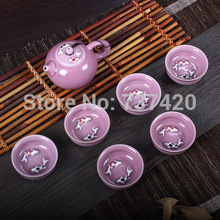 BEST 7pcs set colorful beauty pu er tea tools kungfu Pisces mugs fish tea sets handmade