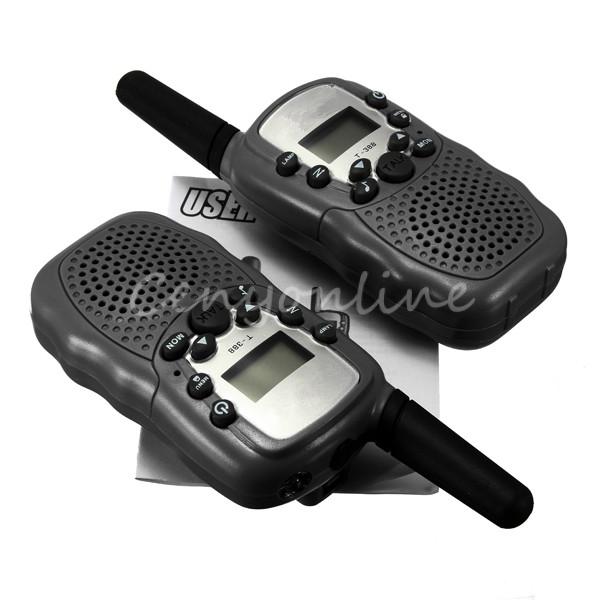 T 388 2pcs Dual Black Adjustable Mini Portable Multi Channels 2 Way LCD 5KM UHF Car