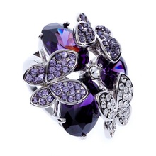 The Gorgeous Noble o Ring o creative luxury romantic butterfly egg shape zircon rhinestone high grade rings for men women R453